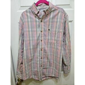 Carhartt Men's long sleeve‎ white w/multi color checks, size M, 100% cotton
